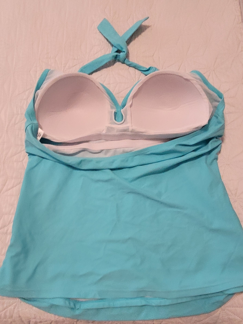 Classic Halter Swim Camisole in Aqua - Picture 2 of 3